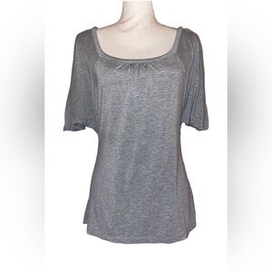 ANN TAYLOR LOFT Women’s Large Tie Back Soft Tee W/Shoulder Slit in GRY